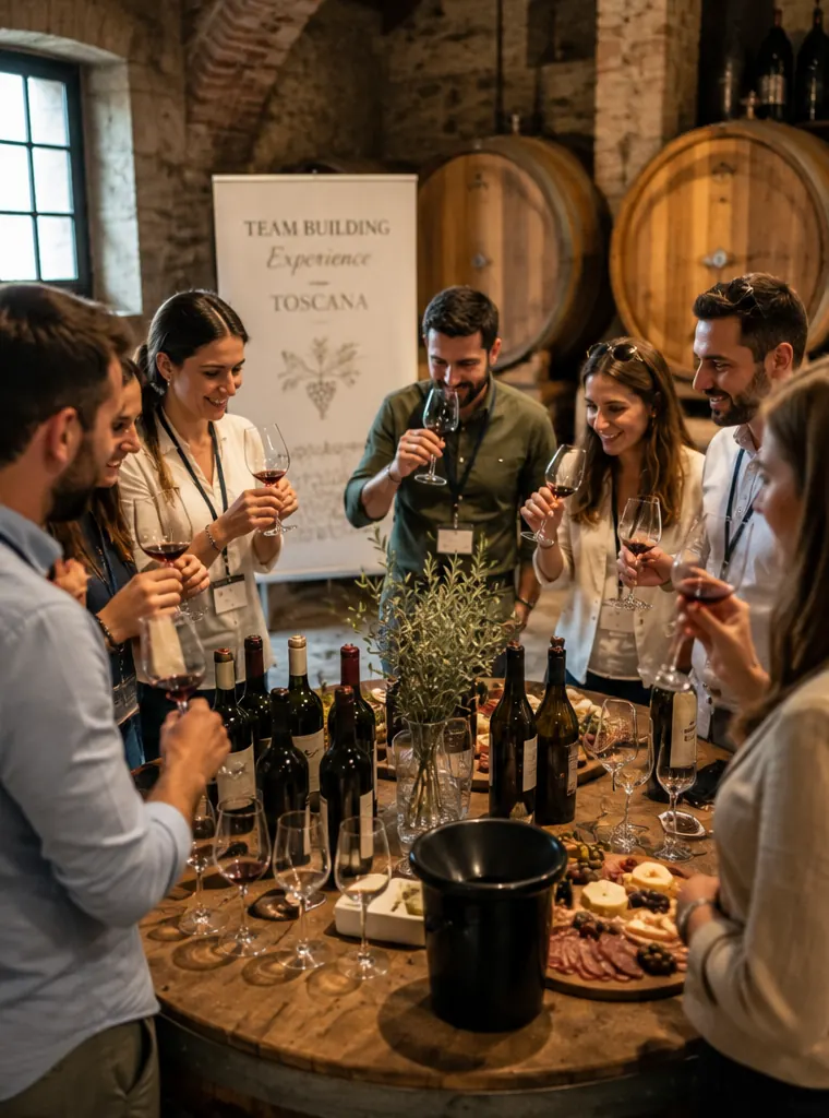Team building aziendale con degustazione di vini in cantina organizzato da FMR Eventi